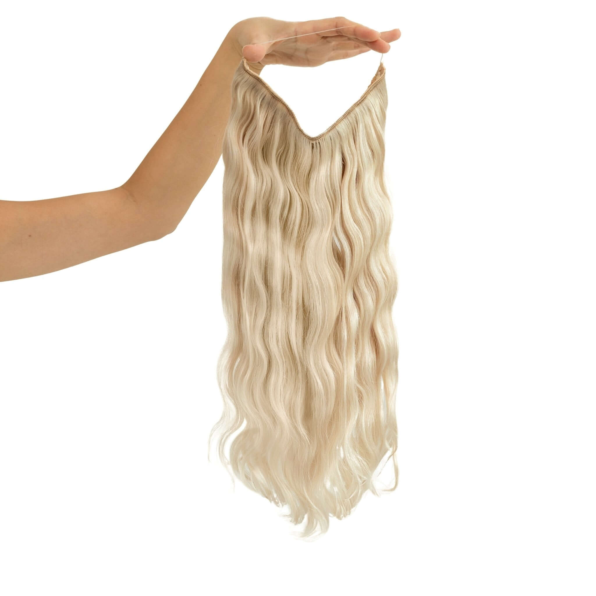 Beach Wave Remy Human Hair Invisible Wire Extension - Silver Blonde