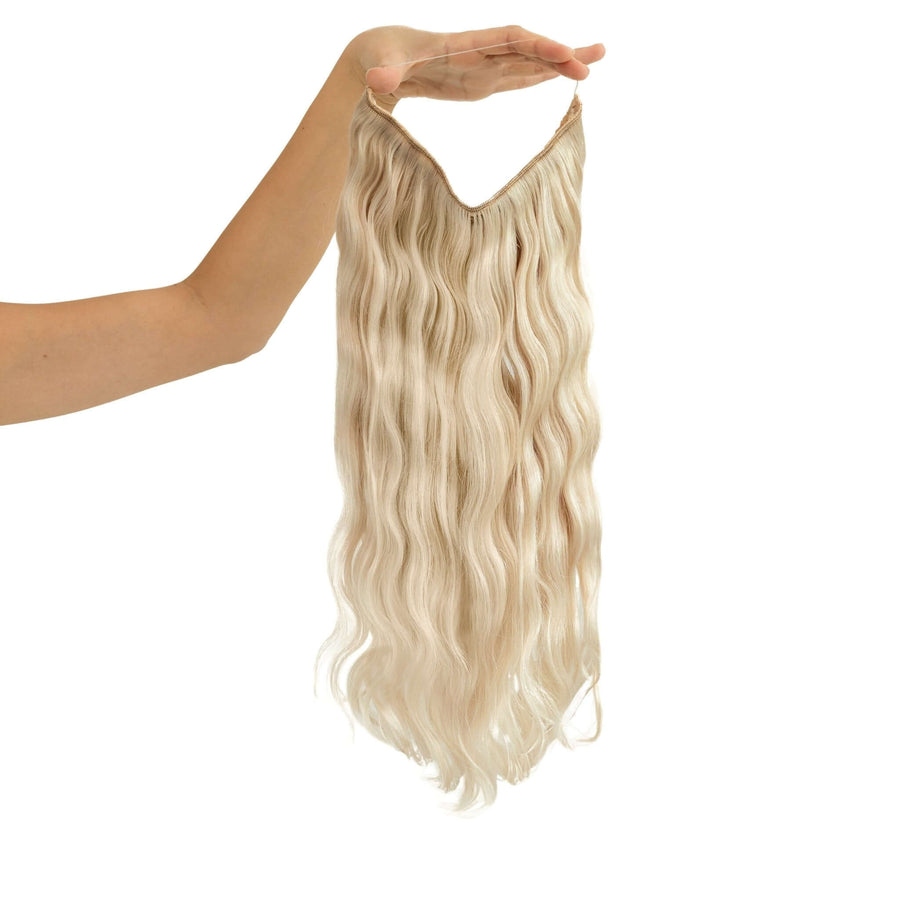 Beach Wave Remy Human Hair Invisible Wire Extension - Silver Blonde