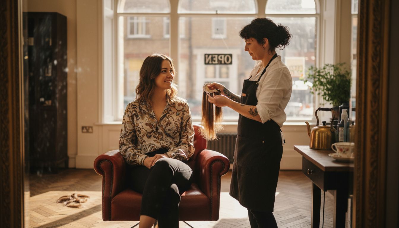 Client and stylist discuss hair extensions match