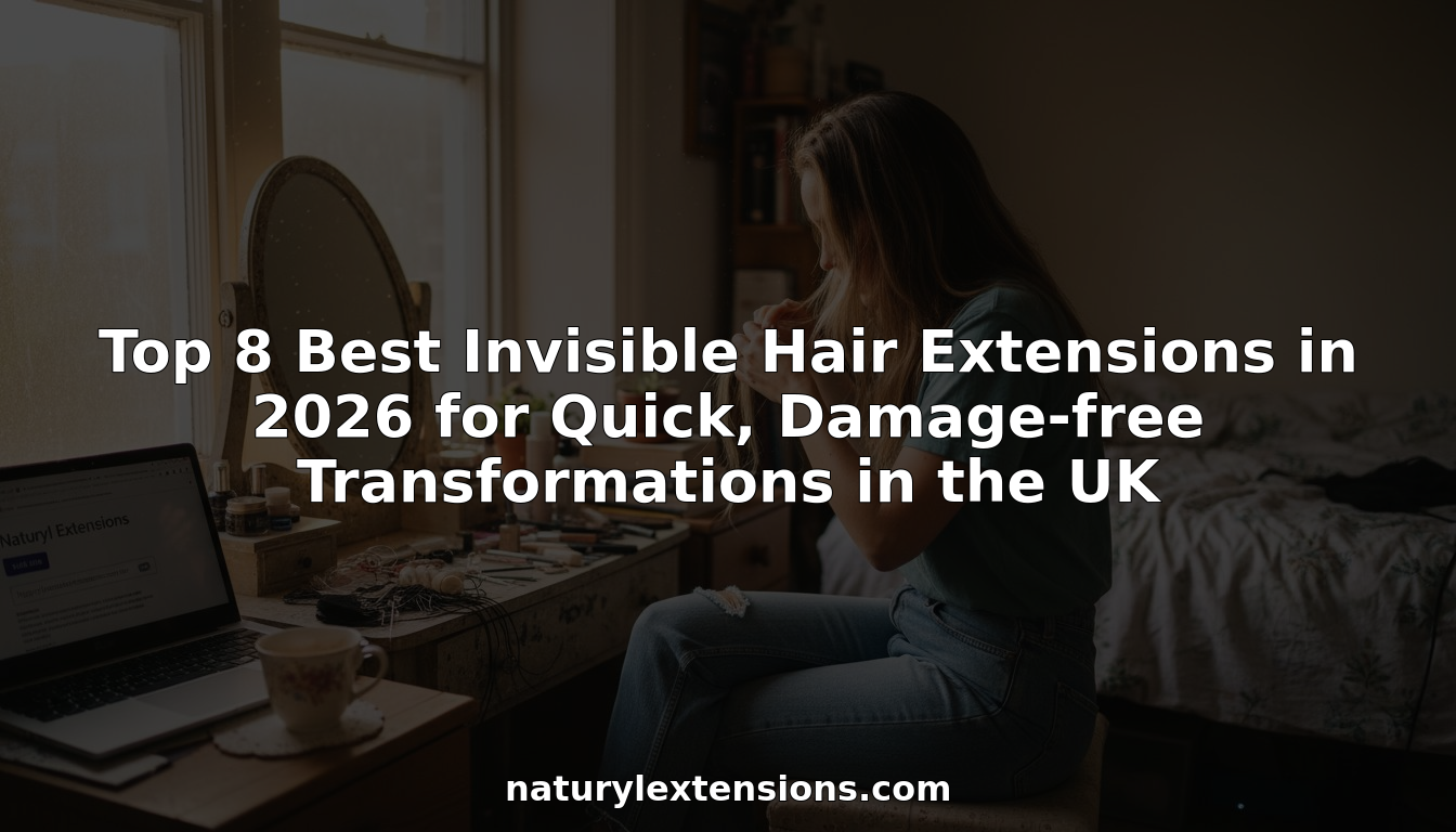 Woman applying invisible hair extensions in UK home