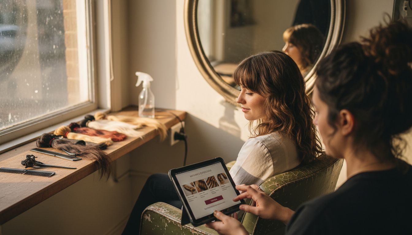 Woman consulting about hair texture extensions