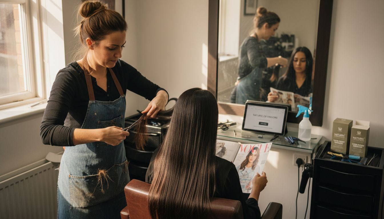 Stylist working with premium human hair
