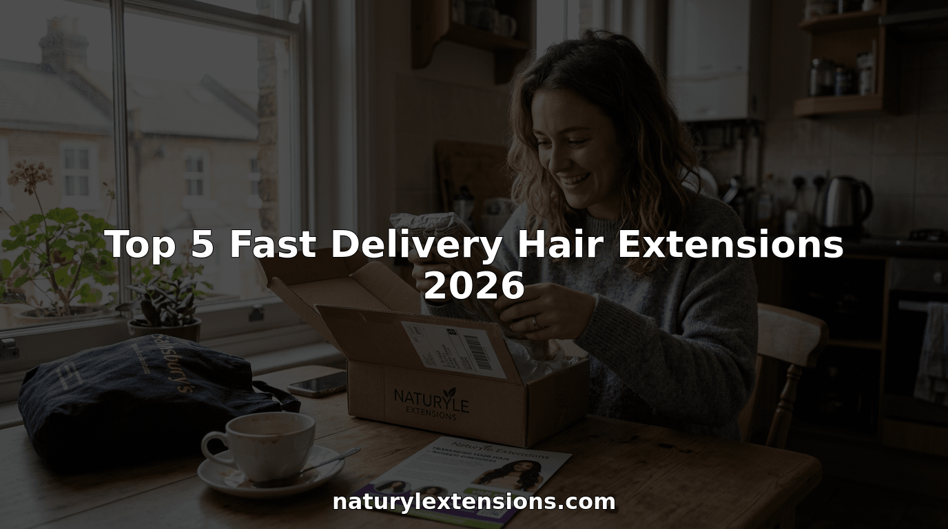 Woman unboxing fast-delivery hair extensions at home