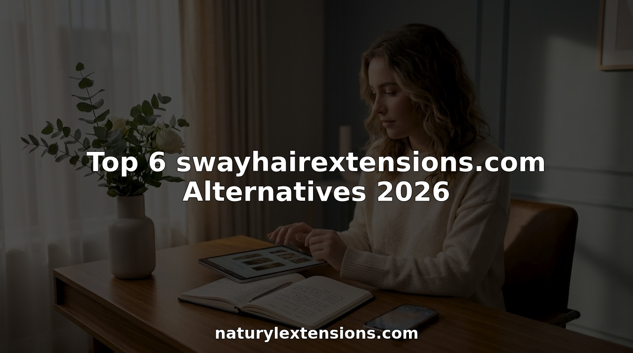 Woman researching hair extension options at home desk
