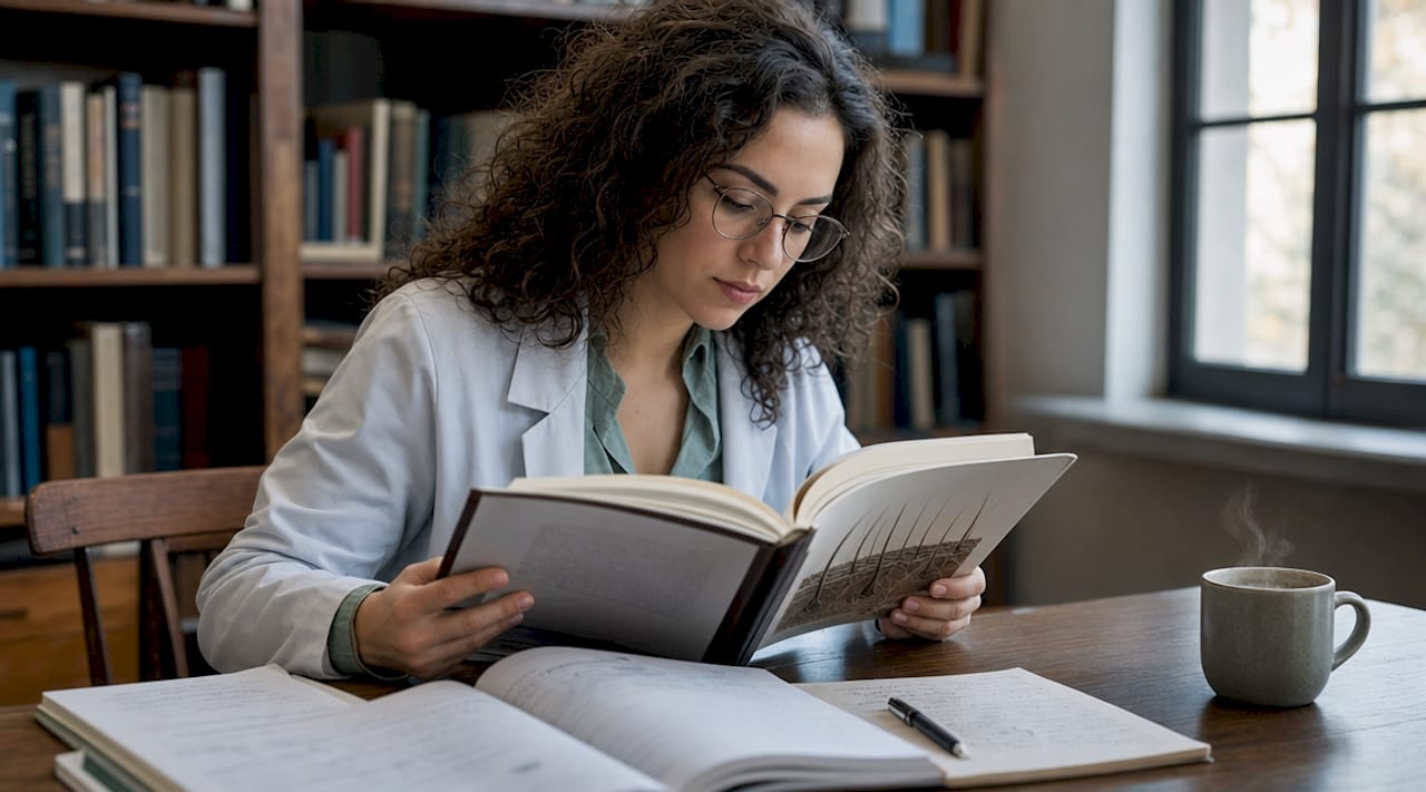 Scientist studying hair follicle biology
