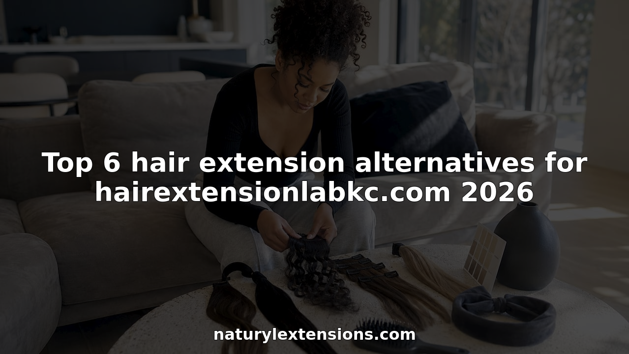 Woman reviewing hair extension alternatives at vanity