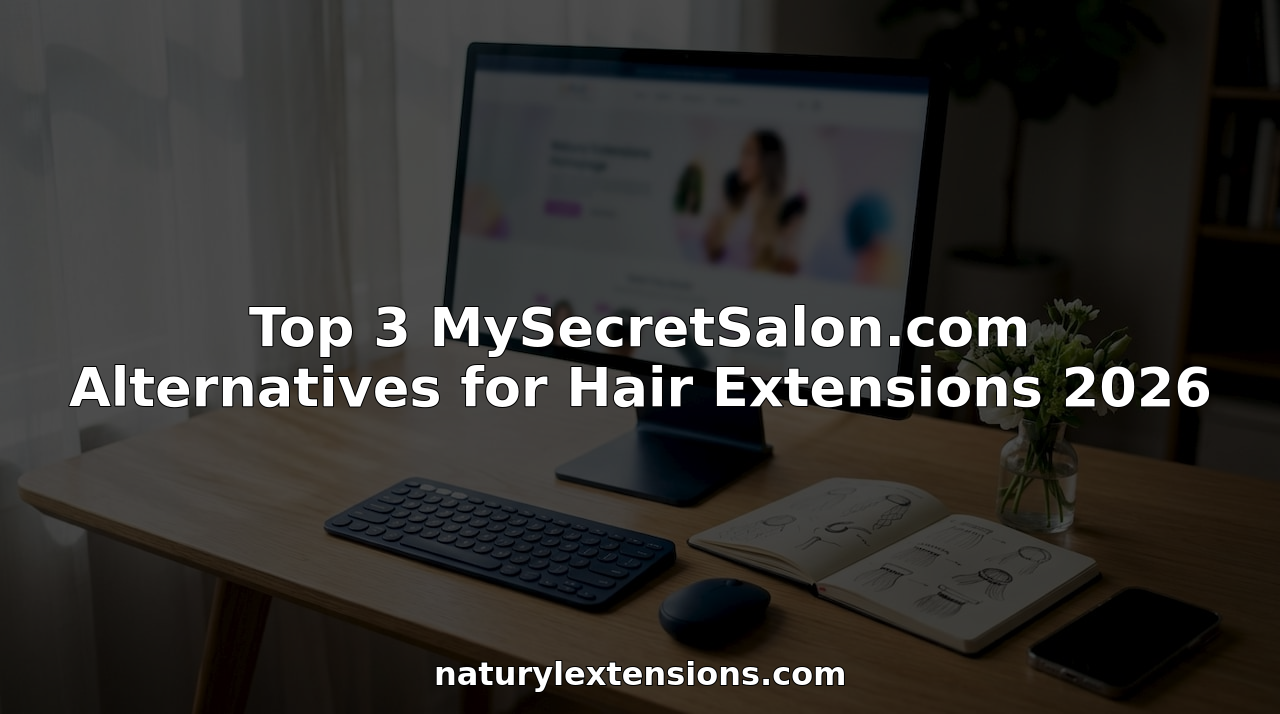 Workspace with blurred Naturylextensions website on monitor