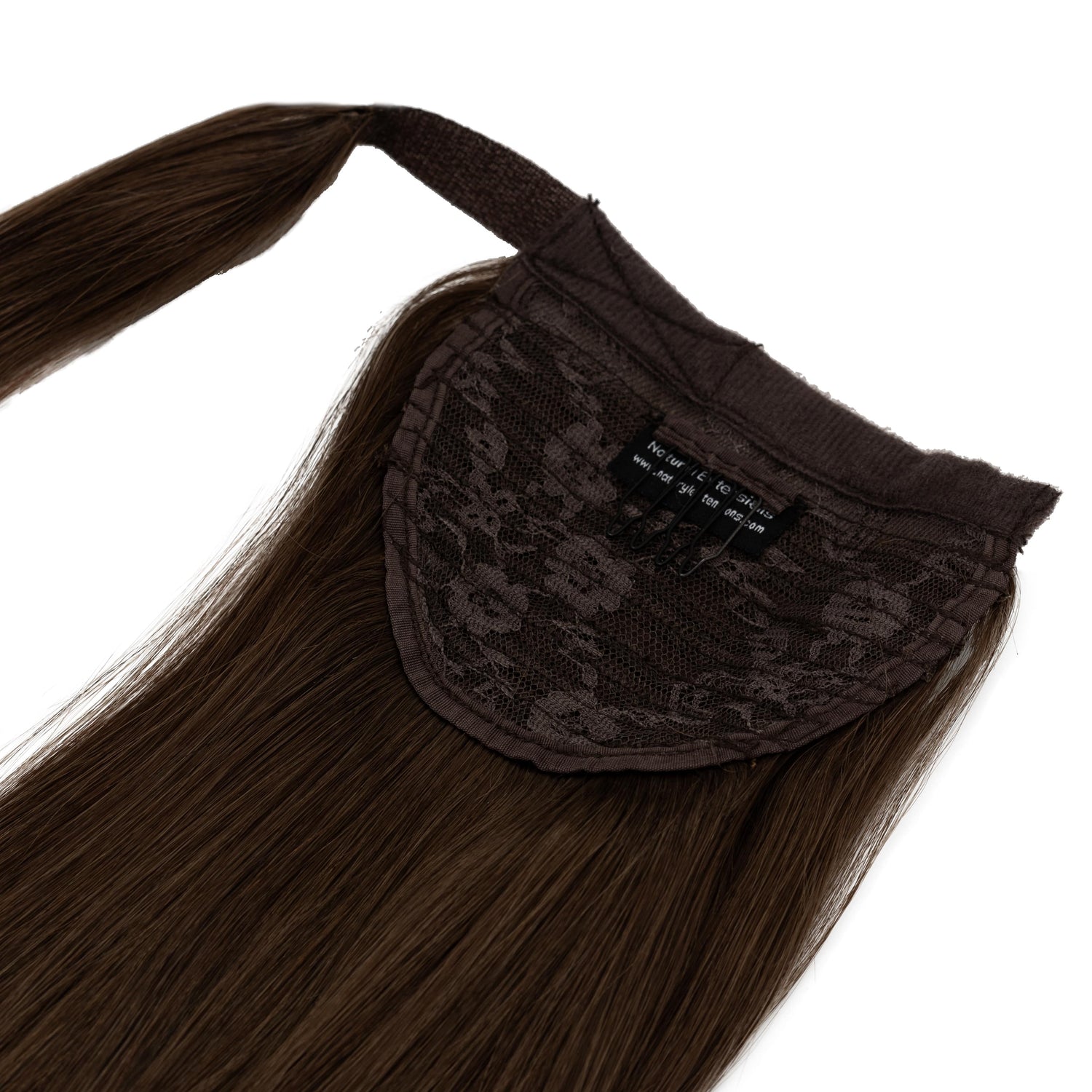 Clip-In Human Hair Ponytail Extension - Coffee Biscuit