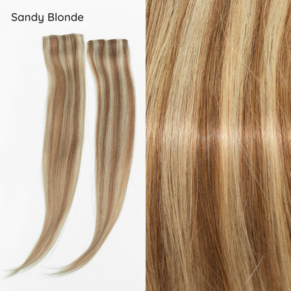 Sandy Blonde clip-in hair fill-ins for thinning hair with colour close-up