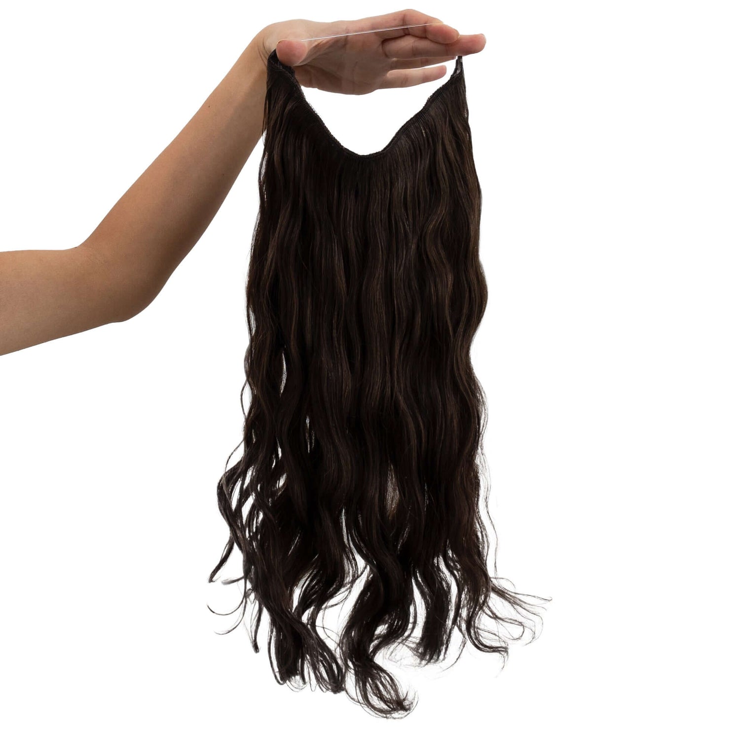 Beach Wave Remy Human Hair Invisible Wire Extension Dark Brown