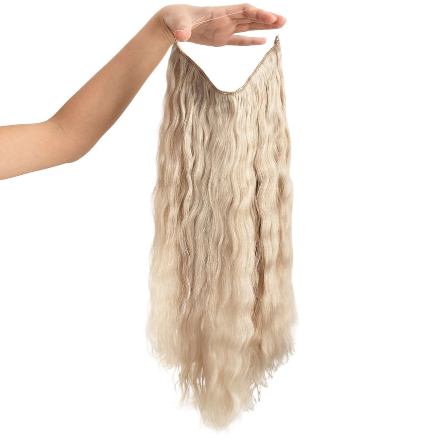 Beach Wave Remy Human Hair Invisible Wire Extension - Platinum Blonde Balayage