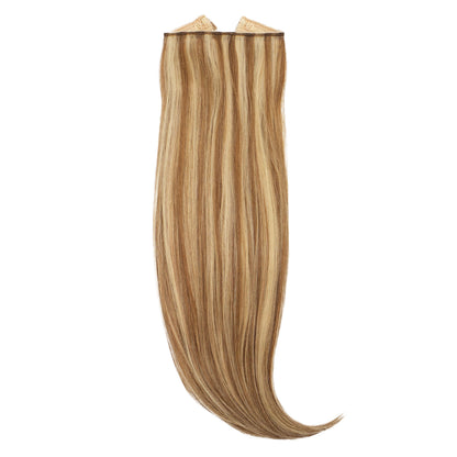 Sandy Blonde invisible wire hair extension weft with secure clips
